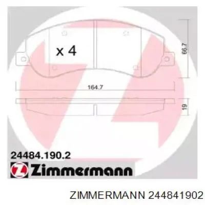 244841902 Zimmermann колодки гальмівні передні, дискові