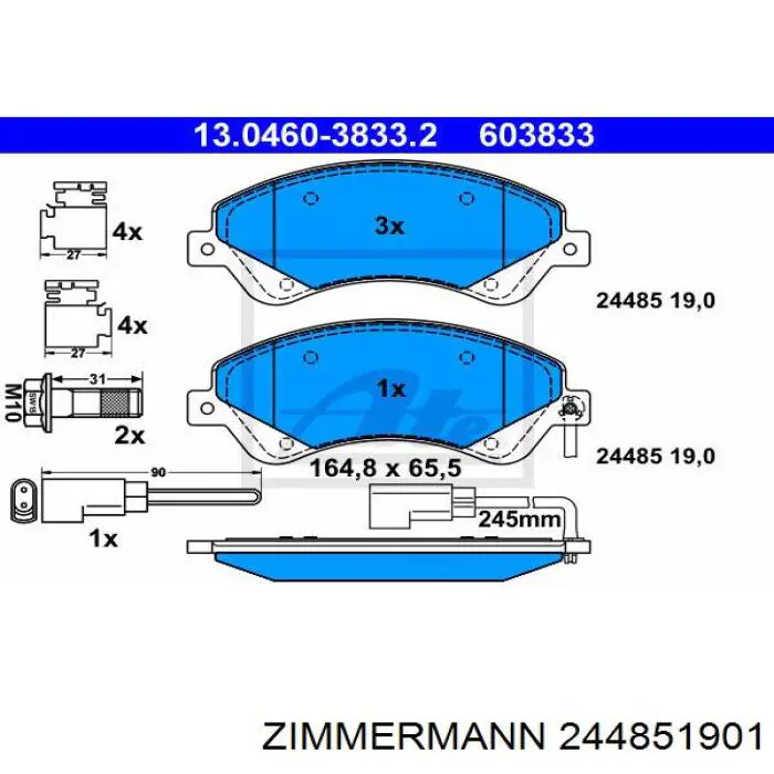 Передні тормозні колодки 244851901 Zimmermann