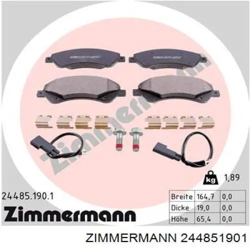 Колодки гальмівні передні, дискові 244851901 Zimmermann