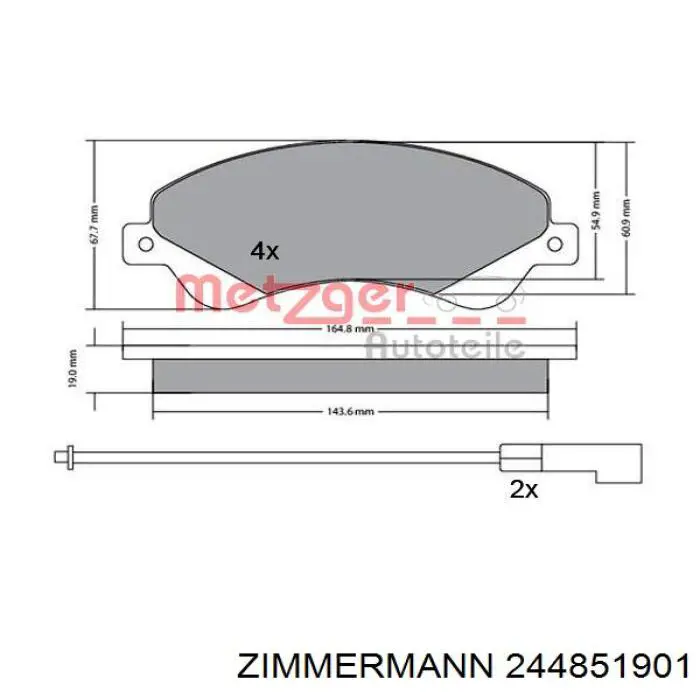 Купити 244851901 Zimmermann Колодки гальмівні передні, дискові