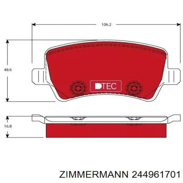 Задні гальмівні колодки Zimmermann 244961701 ціна, від 40.48 USD