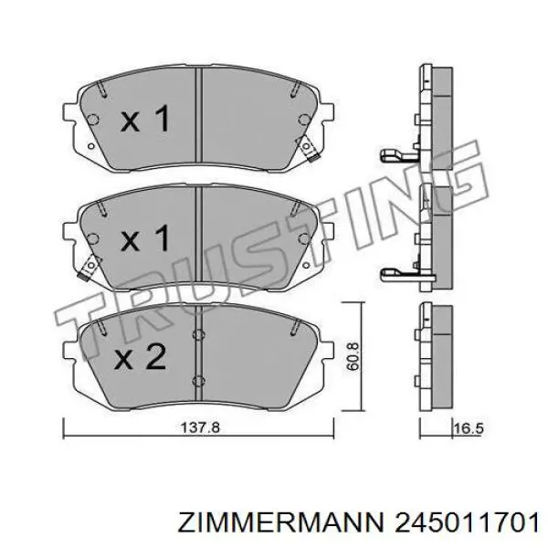 Колодки гальмівні передні, дискові 245011701 Zimmermann