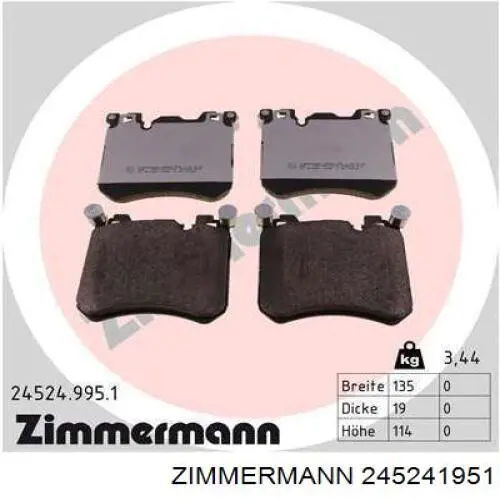 Гальмівні колодки Zimmermann 245241951 ціна, від 91.00 USD