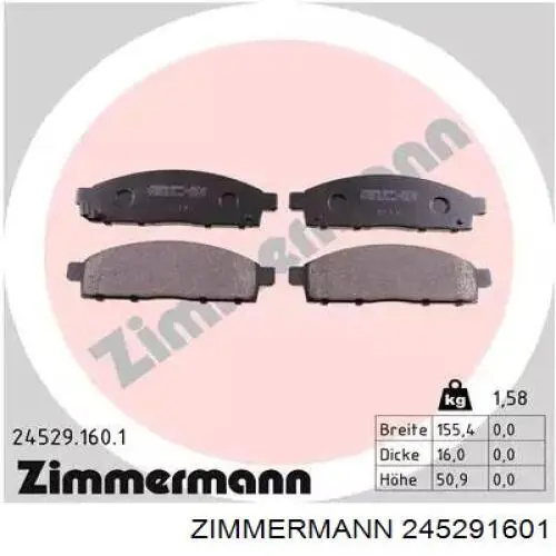 Гальмівні колодки Zimmermann 245291601 ціна, від 27.87 USD