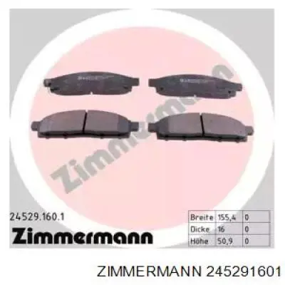245291601 Zimmermann колодки гальмівні передні, дискові
