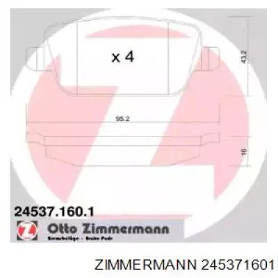 Колодки гальмові задні, дискові 245371601 Zimmermann