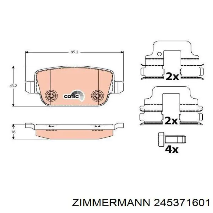 Задні гальмівні колодки Zimmermann 245371601 ціна, від 28.79 USD