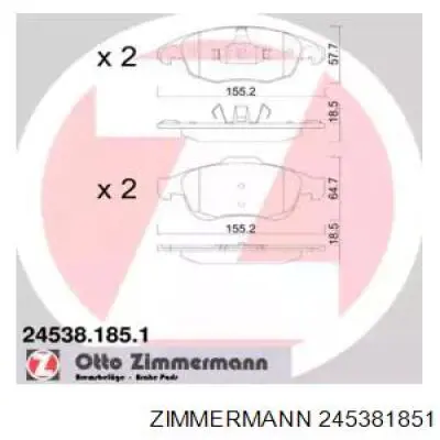 245381851 Zimmermann колодки гальмівні передні, дискові
