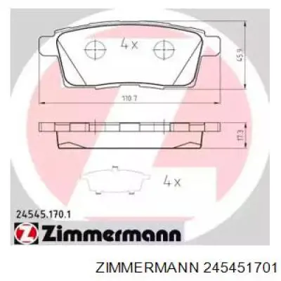 Передні тормозні колодки 245451701 Zimmermann