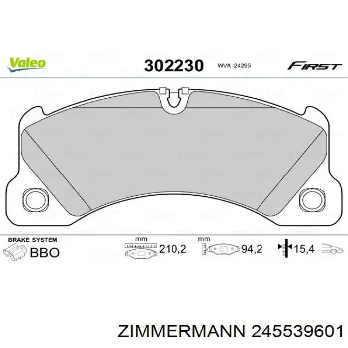 Купити 245539601 Zimmermann Колодки гальмівні передні, дискові