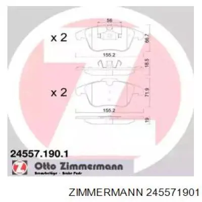 245571901 Zimmermann колодки гальмівні передні, дискові