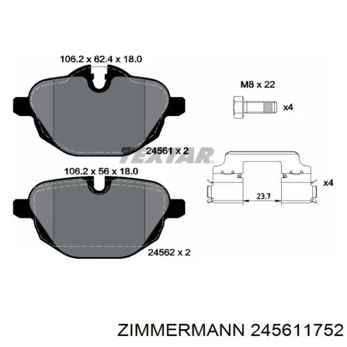 Купити 245611752 Zimmermann Задні колодки