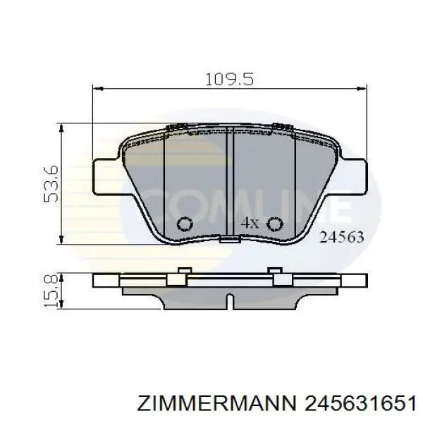 Задні гальмівні колодки 245631651 Zimmermann