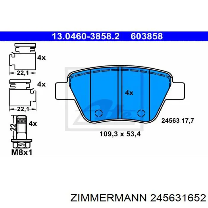 Задні дискові колодки Zimmermann 245631652