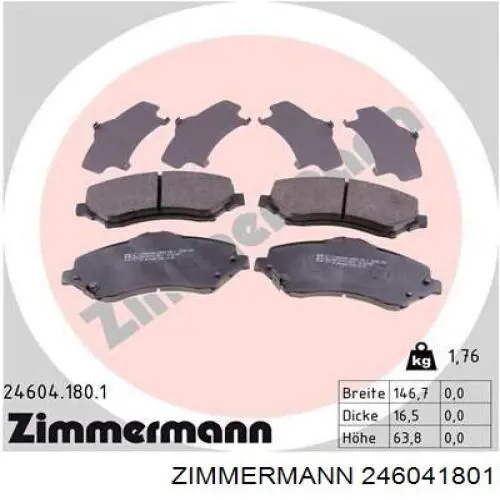 246041801 Zimmermann колодки гальмівні передні, дискові