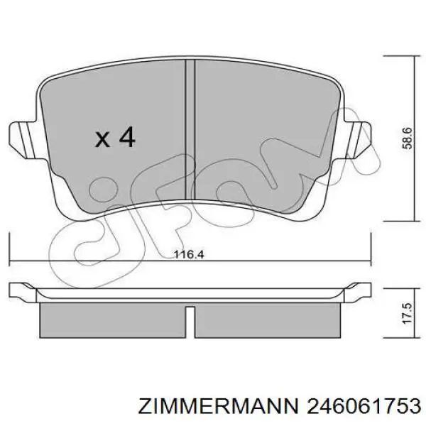 Купити 246061753 Zimmermann Задні колодки