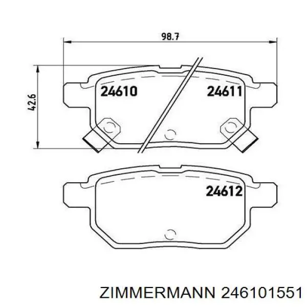 Задні гальмівні колодки Zimmermann 246101551 ціна, від 29.14 USD