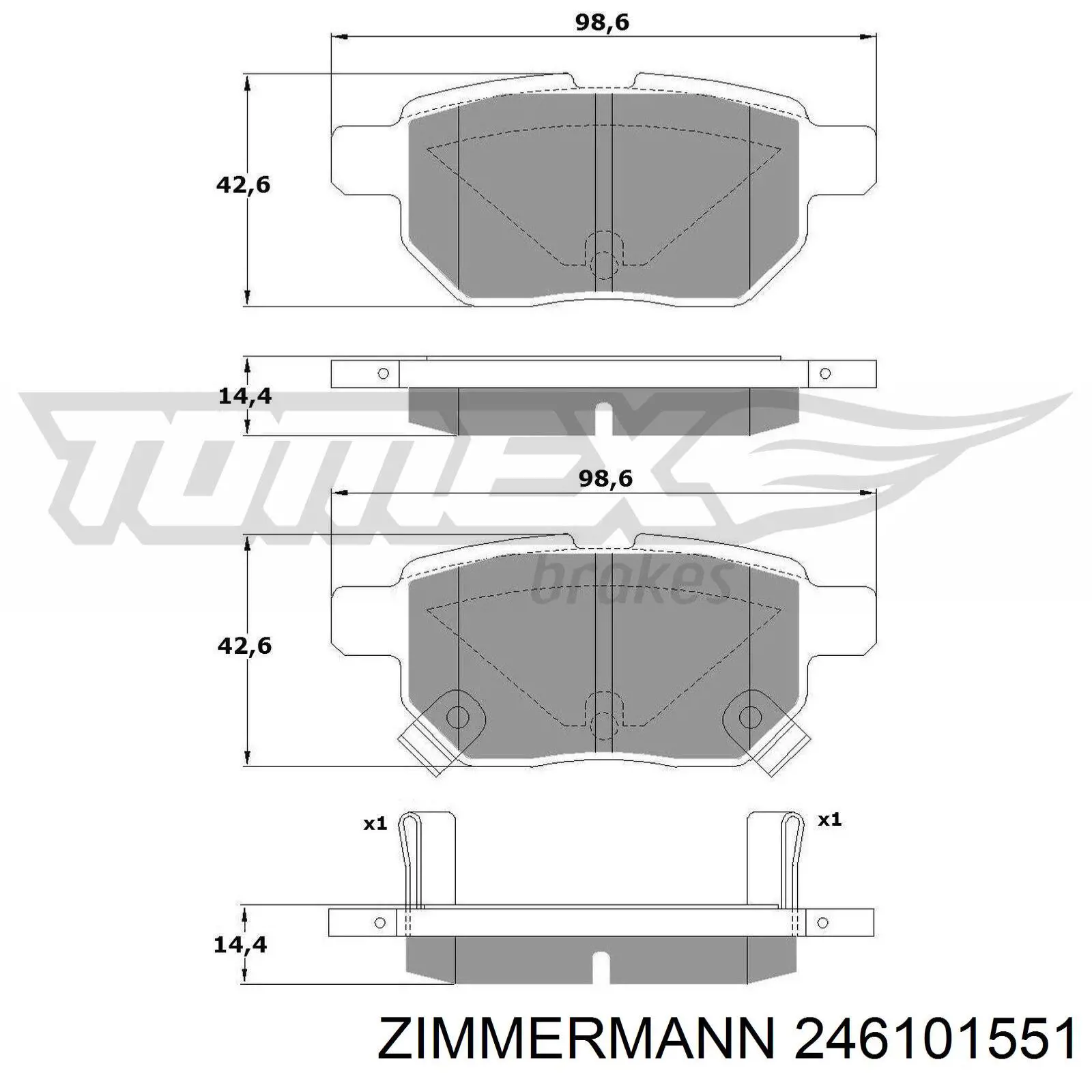 Задні гальмівні колодки 246101551 Zimmermann