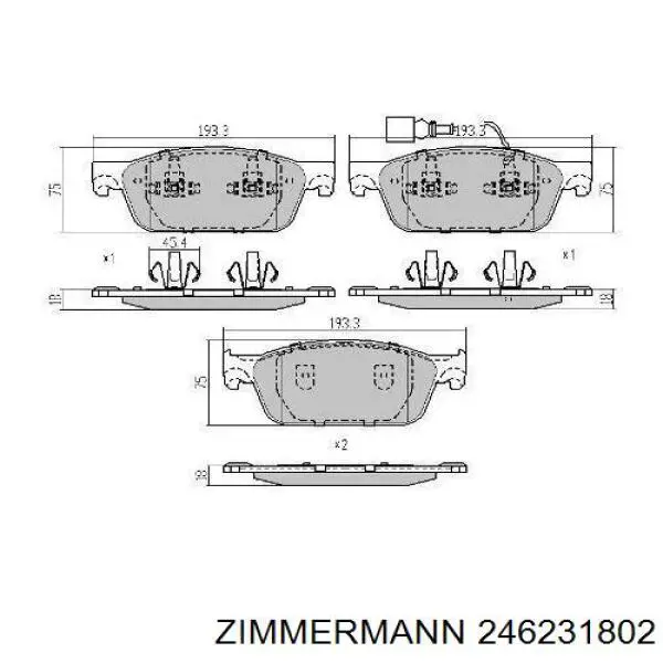 Передні тормозні колодки 246231802 Zimmermann