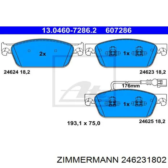246231802 Zimmermann колодки гальмівні передні, дискові