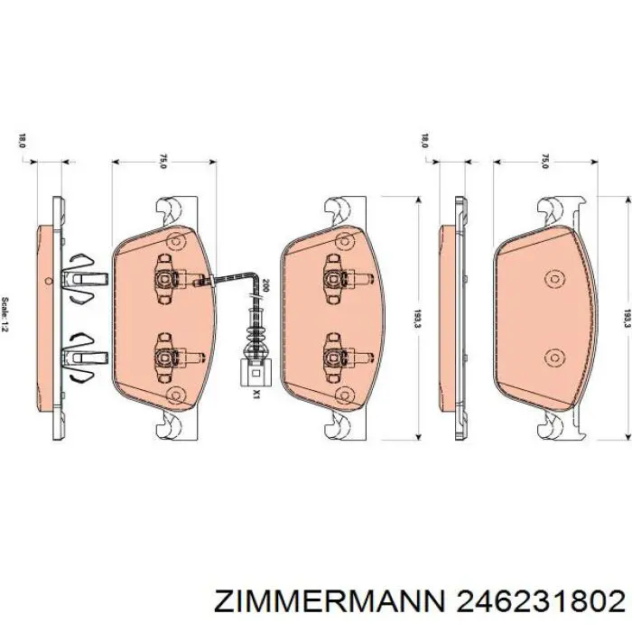 Купити 246231802 Zimmermann Колодки гальмівні передні, дискові