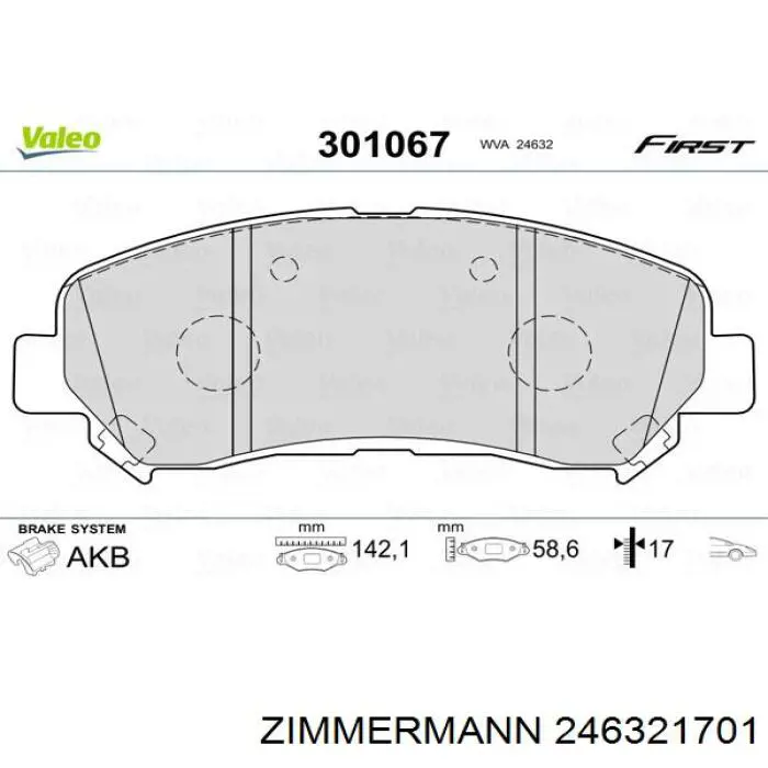Передні тормозні колодки 246321701 Zimmermann