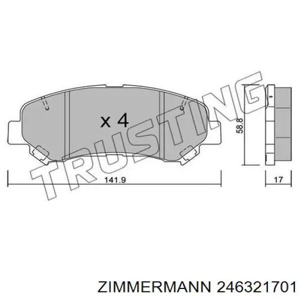 Тормозні колодки Zimmermann 246321701