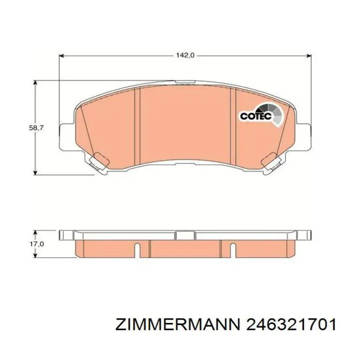 Купити 246321701 Zimmermann Колодки гальмівні передні, дискові