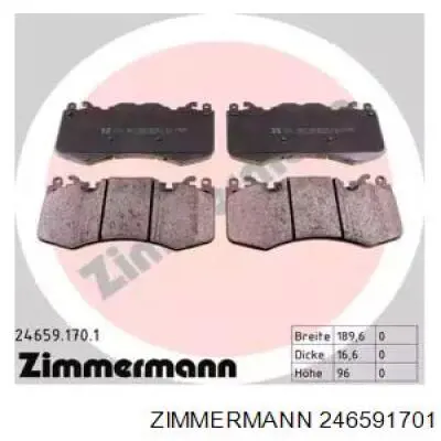 Купити 246591701 Zimmermann Колодки гальмівні передні, дискові