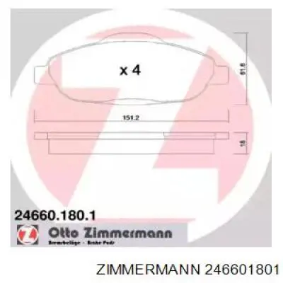 Передні тормозні колодки 246601801 Zimmermann