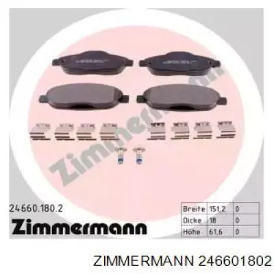 246601802 Zimmermann колодки гальмівні передні, дискові