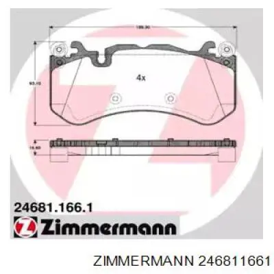 246811661 Zimmermann колодки гальмівні передні, дискові
