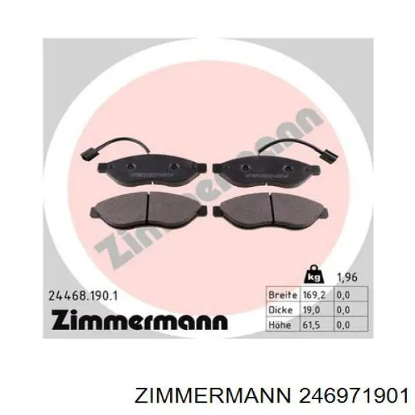 Передні тормозні колодки 246971901 Zimmermann