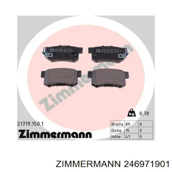 Гальмівні колодки Zimmermann 246971901 ціна, від 87.94 USD