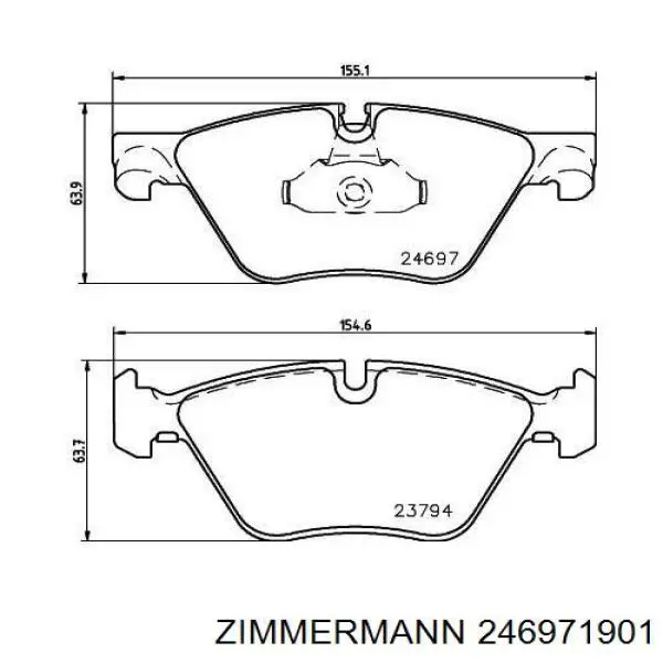 Купити 246971901 Zimmermann Колодки гальмівні передні, дискові