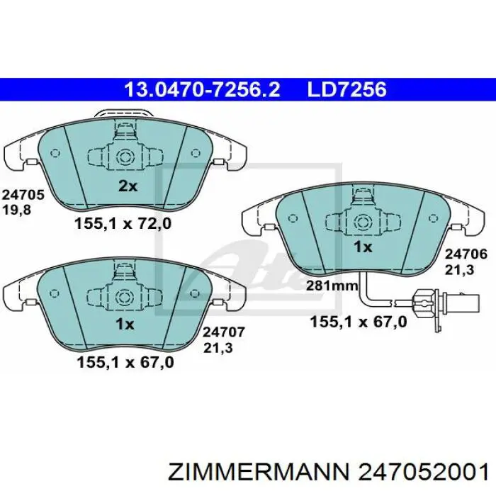Передні тормозні колодки 247052001 Zimmermann
