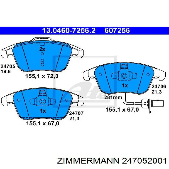 Купити 247052001 Zimmermann Колодки гальмівні передні, дискові