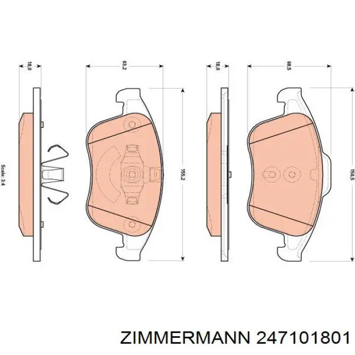 Купити 247101801 Zimmermann Колодки гальмівні передні, дискові