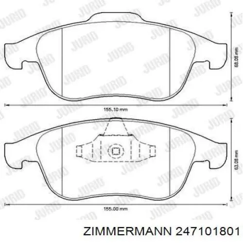 Гальмівні колодки Zimmermann 247101801 ціна, від 25.86 USD