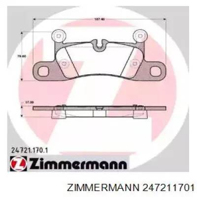 Задні гальмівні колодки 247211701 Zimmermann