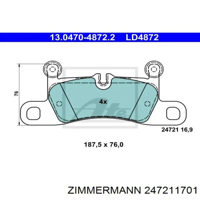 Задні гальмівні колодки Zimmermann 247211701 ціна, від 93.73 USD