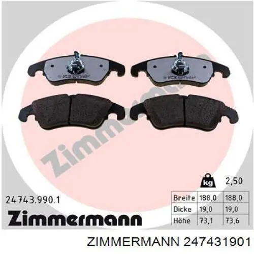 Гальмівні колодки Zimmermann 247431901 ціна, від 80.03 USD