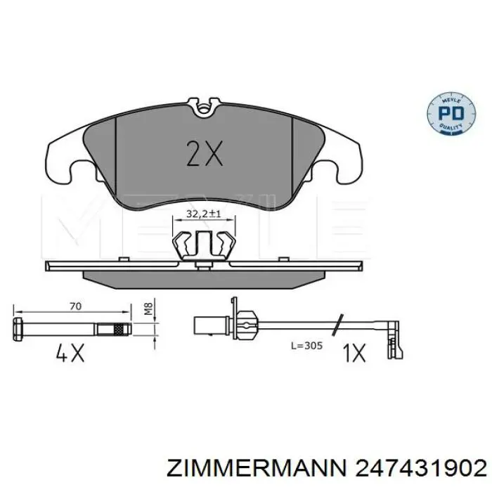 Купити 247431902 Zimmermann Колодки гальмівні передні, дискові