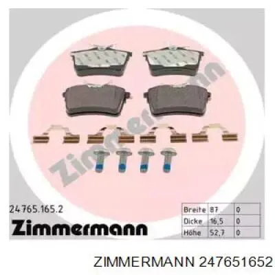 247651652 Zimmermann колодки гальмові задні, дискові