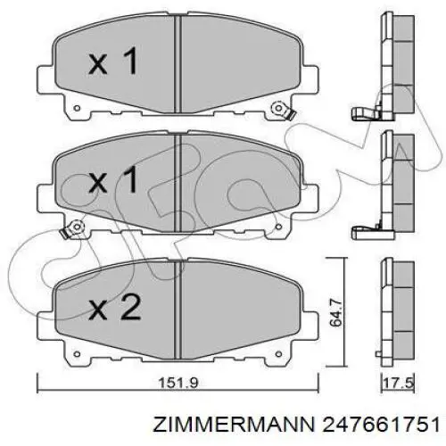 Купити 247661751 Zimmermann Колодки гальмівні передні, дискові