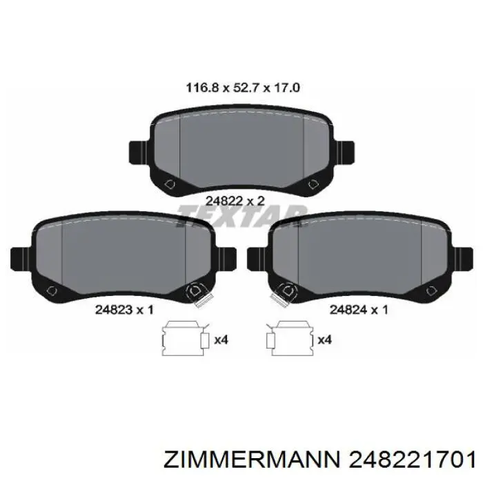 248221701 Zimmermann колодки гальмові задні, дискові