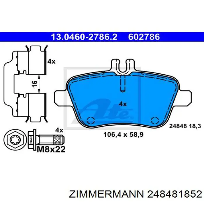 Задні гальмівні колодки Zimmermann 248481852 ціна, від 42.13 USD
