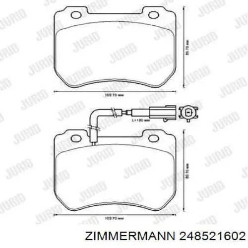 Купити 248521602 Zimmermann Колодки гальмівні передні, дискові