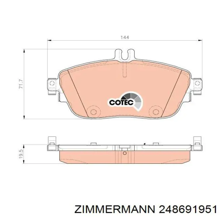 Купити 248691951 Zimmermann Колодки гальмівні передні, дискові