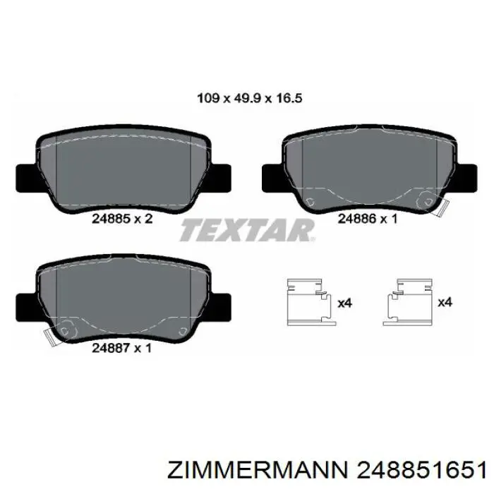Задні гальмівні колодки Zimmermann 248851651 ціна, від 19.56 USD